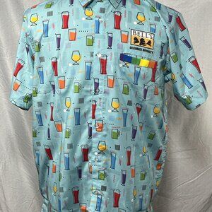Bell’s Brewery Button Up Shirt Men Large Craft Beer Glass Print